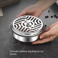Plateau rond en acier inoxydable pour spirale anti-moustiques, porte-encens, couvercle de sécurité portable, spirale avec couvercle, boîte à spirale anti-moustiques