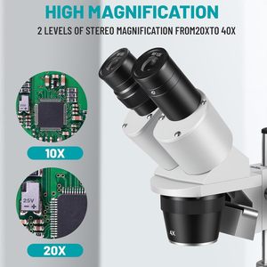 Microscopio Binoculare <span class=keywords><strong>Stereo</strong></span> ZT100 con Oculari WF10x WF20x, Ingrandimento 10X-80X, Sorgente Luminosa <span class=keywords><strong>LED</strong></span> Superiore e Inferiore, Supporto a Colonna 120V - Product Image 3