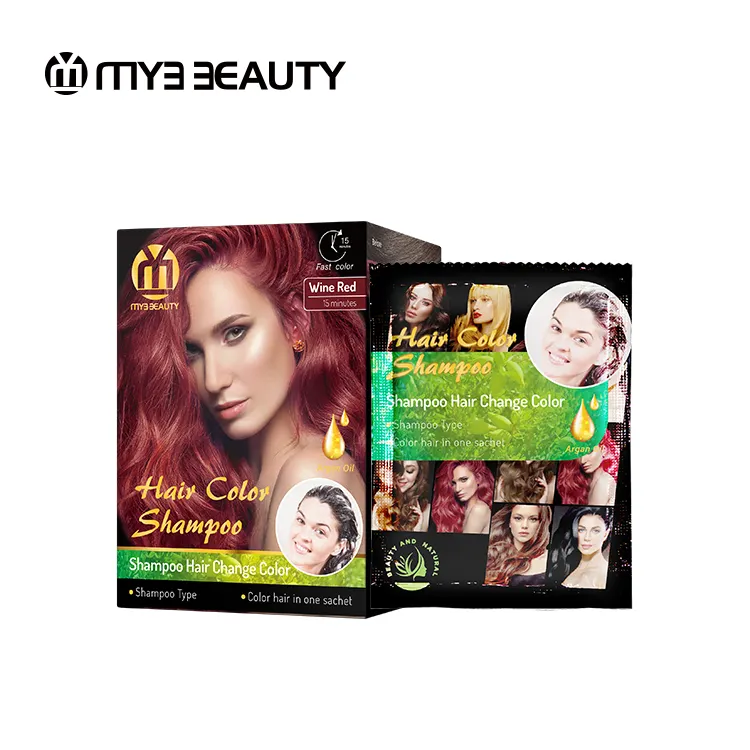 Vendita all'ingrosso OEM magia istantanea copertura grigia tintura per capelli Shampoo naturale colore dei capelli neri bustina champu de Color de cabello