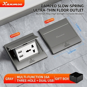 <span class=keywords><strong>Prise</strong></span> de <span class=keywords><strong>sol</strong></span> universelle encastrée ultra-mince en alliage d'aluminium à trois trous, type 120, avec amortissement, étanche et escamotable - Product Image 4