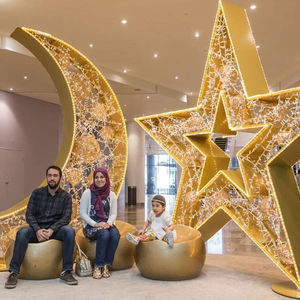 크리스마스 3D 달 눈송이 야외 조명 휴일 거리 상업 장식 큰 사용자 정의 조각 금속 모티프 조명 - Product Image 4