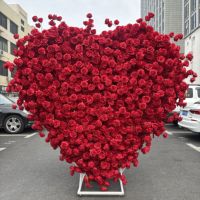 Dinding Bunga Simulasi Kelas Atas 8*8 kaki, Dinding Bunga Sutra Buatan Warna Cokelat Muda Alami untuk Latar Belakang Acara Hari Valentine