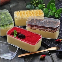 Conteneur à dessert en plastique PS transparent en gros, boîte d'emballage pour pâtisserie, tiramisu