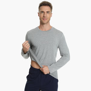 Camiseta de Dormir Informal Personalizada de Talla Grande para Hombre, Camiseta Interior de Manga Larga de Viscosa de Bambú para Hombre - Product Image 4