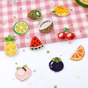 Custom Self Adhesive Computer Embroidery Simulation Fruit Coconut Kiwi Mangosteen Lemon Orange Patch for <b>Decoration</b> - Product Image 2