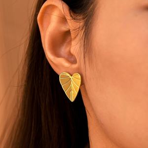 Nouvelles boucles d'oreilles clous en métal en forme de feuille et de cœur, en acier inoxydable, pour femme, cadeau bijoux - Product Image 4