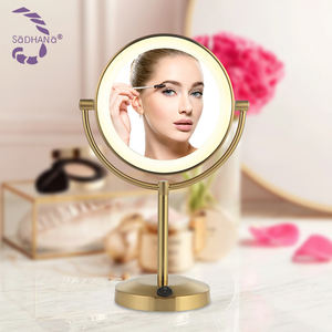 Miroir <span class=keywords><strong>de</strong></span> coiffeuse rond à LED <span class=keywords><strong>de</strong></span> haute qualité avec grossissement, clair et chromé, pour chambre à coucher et salle <span class=keywords><strong>de</strong></span> bain - Product Image 2