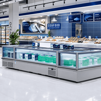 Vitrine réfrigérée combinée pour supermarché, armoire de présentation, congélateur coffre profond pour glaces et poissons