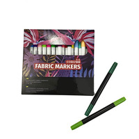 Marqueurs textiles permanents double-embout non toxiques Bonvada en plastique, 24 couleurs, avec logo personnalisé et pointe pinceau pour le bricolage (vente en gros)