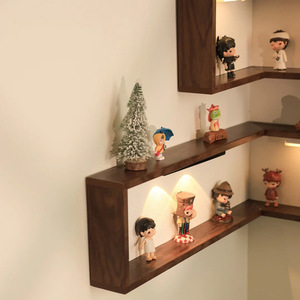 Solid Wood Corner Wall <b>Shelf</b> 90 Degree 3 Tier For Home Toy Storage Organizer Display <b>Rack</b> - Product Image 1