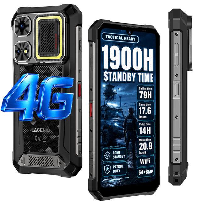 Rhino1 Pro 6.9" 120Hz Rugged Phone T7250 Octa Core 24GB 256GB Android 16 Smartphone with 400lm Camping Light NFC