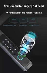 Serrure <span class=keywords><strong>de</strong></span> porte intelligente TOPTEQ avec reconnaissance faciale, Wi-Fi, étanche IP65, stockage cloud USB d'urgence pour portes en bois/acier, modèle en alliage <span class=keywords><strong>de</strong></span> zinc - Product Image 3