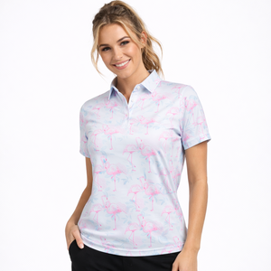 High Quality <b>Athletic</b> Quick Dry Knitted Moisture Wicking All over Print Women Golf Wear Custom Polo Shirts with Embroidery logo - Product Image 5