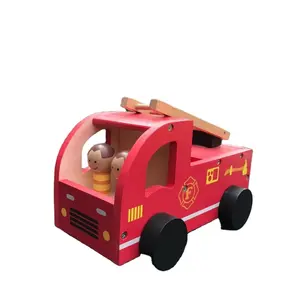 טוב מחיר תינוק חינוכי צעצוע עץ משאית כיבוי אש רכב משחק עץ מכונית צעצוע לילדים