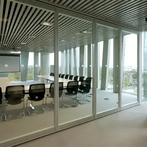 Sistema de espacio Modular de aluminio, Partición de pared de oficina de vidrio transparente, muebles de oficina