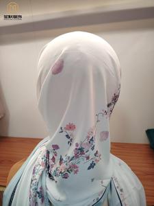 인쇄 된 한국 쉬폰 다이아몬드 쉬머 비즈 여성용 아기 솔기 랩이있는 이슬람 히잡 숄 - Product Image 4