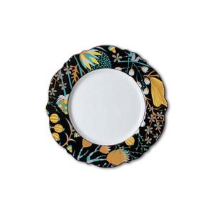 Vaisselle au design fleuri de luxe, ensemble d'assiettes à dîner en porcelaine osseuse, ensemble d'assiettes, vaisselle de mariage - Product Image 5