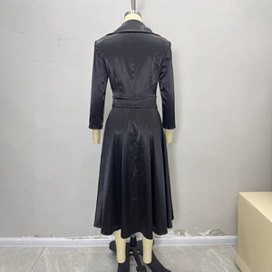 Vestido de Primavera Estilo Hepburn Vintage Transfronteiriço, com Cintura Marcada e Saia Ampla, em Cetim Grosso, de Alta Qualidade, Estilo Fato Justo, Moda Euro-Americana - Product Image 5