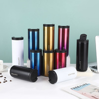 Gobelet isotherme élégant Lingyue 400 ml, anti-fuite, en acier inoxydable, pour café à emporter, avec logo personnalisé