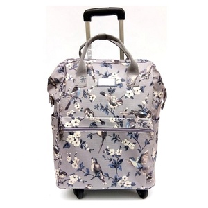 Sac de voyage à roulettes en toile à imprimé floral de grande capacité, bagage cabine - Product Image 6