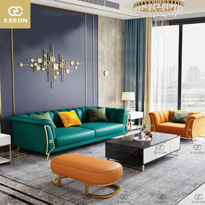 Nuevo sofá de esquina de cuero de lujo en forma de L, conjunto de muebles de sala de estar, sofá de esquina de cuero, sofá de sala de estar - Product Image 3