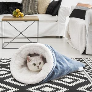 Saco de Dormir para Gatos de Franela Ultrasuave y Algodón Afelpado para Invierno con 360° de Comodidad. Estructura Semicerrada Envolvente - Product Image 4