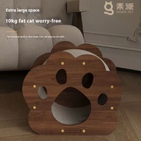 Lit en forme de patte de chat en couches d'arbre à chat en bois de chêne avec nid à griffes
