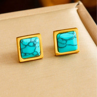 Collier ras du cou en acier inoxydable plaqué or 18 carats avec pendentif turquoise pour femme, chaîne serpent