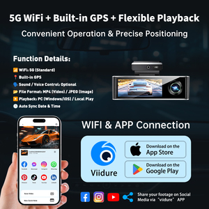 กล้องติดรถยนต์ Wi-Fi 5G 12MP ช่วงไดนามิกสูงเครื่องบันทึกการขับขี่ WDR microSD 3.39หน้าจอมือถือแอปควบคุมกล้องติดรถยนต์แบบไร้สาย - Product Image 4