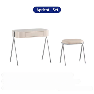 Ensemble de coiffeuse rétro abricot avec tiroir de rangement et tabouret pour chambre et hôtel - Product Image 2