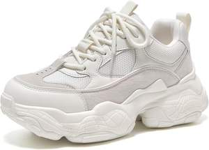 Winter Chunky Sneakers for Women Lace up Platform Comfortable Mesh <strong>Running</strong> <strong>Shoes</strong> with Thick <strong>High</strong> <strong>Heel</strong> Outsole - Product Image 6