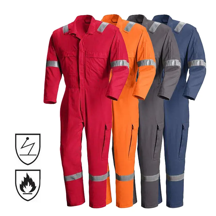 Factory Custom Logo Work Overalls Boiler Suit Uniform Mining Industrial Construction Workwear Flame Fire Retardant FR Coveralls