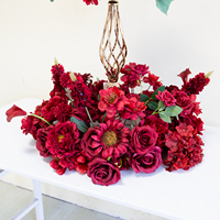 Luckygoods LFB26040-1 Kunstbloemenkrans Bordeaux Gemengde Rozen Bloemkrans voor Bruiloft Feest Huis Deur Wanddecoratie