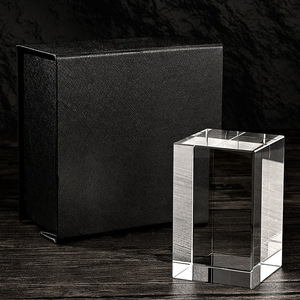 <span class=keywords><strong>Cube</strong></span> en <span class=keywords><strong>cristal</strong></span> K9 3D personnalisable, base rectangulaire carrée blanche, ornement fait main, autres artisanats pour la décoration de la maison, utilisation au bureau - Product Image 2