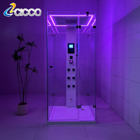 Cabine de douche à vapeur multifonctionnelle avec lumière LED couleur CICCO, plafond carré 90x90 cm, pour salle de bain