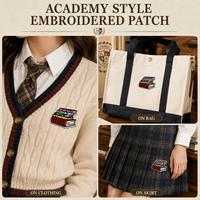 Patch brodé personnalisé en forme de pile de livres, thème lecture coloré, appliqué pour vêtements et sacs à dos, fabricant OEM en gros