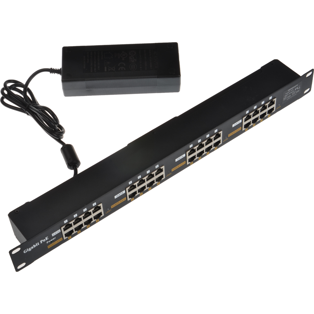 GPOE-16-24V120W стойку гигабитный Пассивный POE ранель 24v 120w PoE инжектор 16 портов