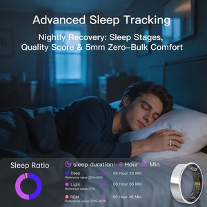 2026 New R02 Health Finger Fitness Tracker Heart Rate Blood Oxygen Monitor IP68 Waterproof Charging <b>Box</b> Smart Ring APP Control T - Product Image 4
