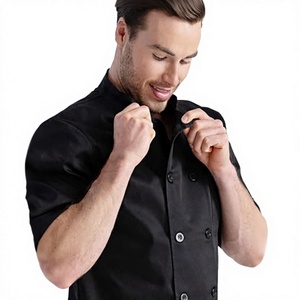 Veste de Chef Professionnelle pour Hommes 100% Coton, Manches Courtes, Légère, Coupe Ample, Imprimé Cartoon, Popeline, Cuisine, Restaurant, Travail - Product Image 5
