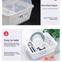 INOMATA Organisateur d'ustensiles de cuisine importé en plastique, moderne, minimaliste, double couche, léger et durable, pour égoutter vaisselle et baguettes