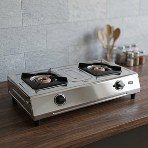 Cuisinière à gaz efficace en acier inoxydable à 2 brûleurs avec plaque de cuisson compacte au GPL, double brûleur pour cuisines domestiques et commerciales - Product Image 4