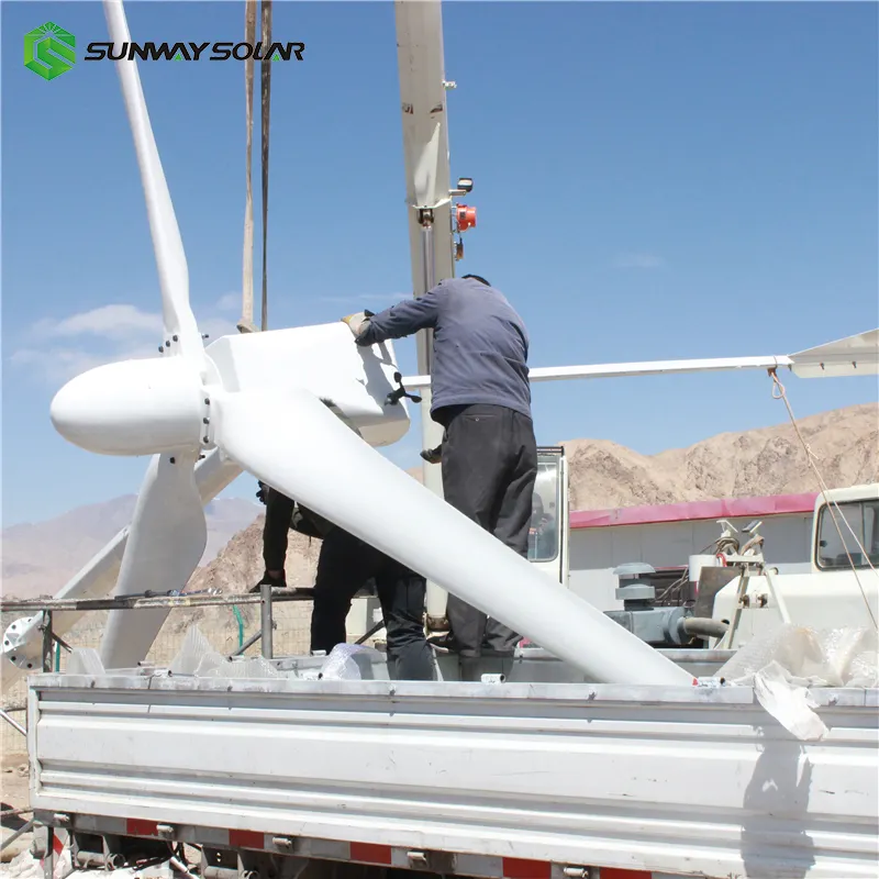 Sunway 1kw 2kw 3kw Wind Generator Lange Levensduur Outdoor Wind Turbine Voor Zonne-en Windenergie Systeem