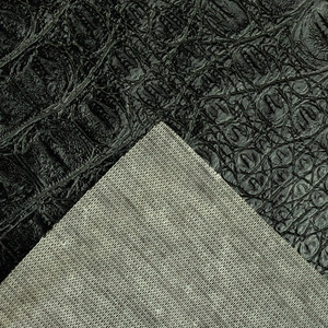 PVC crocodile Synthetic Artificial Leather <strong>Black</strong> Fabric - Product Image 2