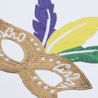 En gros, Patch brodé de paillettes et applique de plumes thermocollante pour masques de carnaval, vêtements, vestes, chapeaux, sacs et décoration de festival