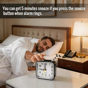 Reloj <span class=keywords><strong>Despertador</strong></span> Cuadrado de Cuarzo con Luz Nocturna y Función de Repetición, Reloj de Escritorio para el Hogar y el Dormitorio - Product Image 4