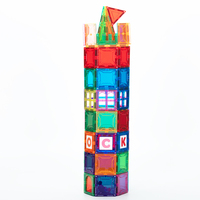 Ensemble de tuiles magnétiques colorées pour fenêtres, blocs de construction de château 3D pour enfants, jouet éducatif pour l'apprentissage de l'alphabet