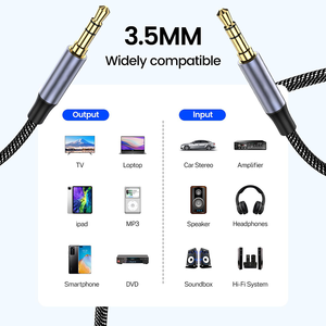 Câble <span class=keywords><strong>audio</strong></span> Hi-Fi 3,5 mm tressé en nylon plaqué or, de qualité supérieure, vente en gros d'usine - Product Image 6