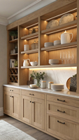 Pintu Kabinet Kustom Gaya Shaker Veneer Kayu Oak Solid Modern Tahan Lama Desain Dapur Modular Finishing Cat Untuk Penggunaan Rumah Sakit