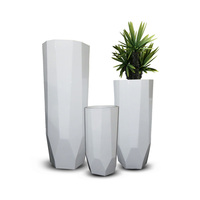 80/100/120cm grand vase de sol décoratif prix usine vase de sol en fibre de verre pour fleurs blanc géométrique sol grand vase