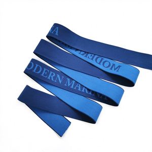 Nylon Jacquard <b>Webbing</b> Elastic Band Debossed Logo Custom Pattern 1.5 Inch Width Custom Colors Free Sample MOQ 500 Meters - Product Image 2